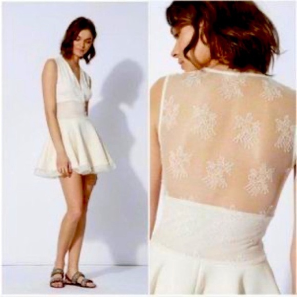 Maje Riratoire Ivory Lace Detail mini dress - Picture 1 of 13